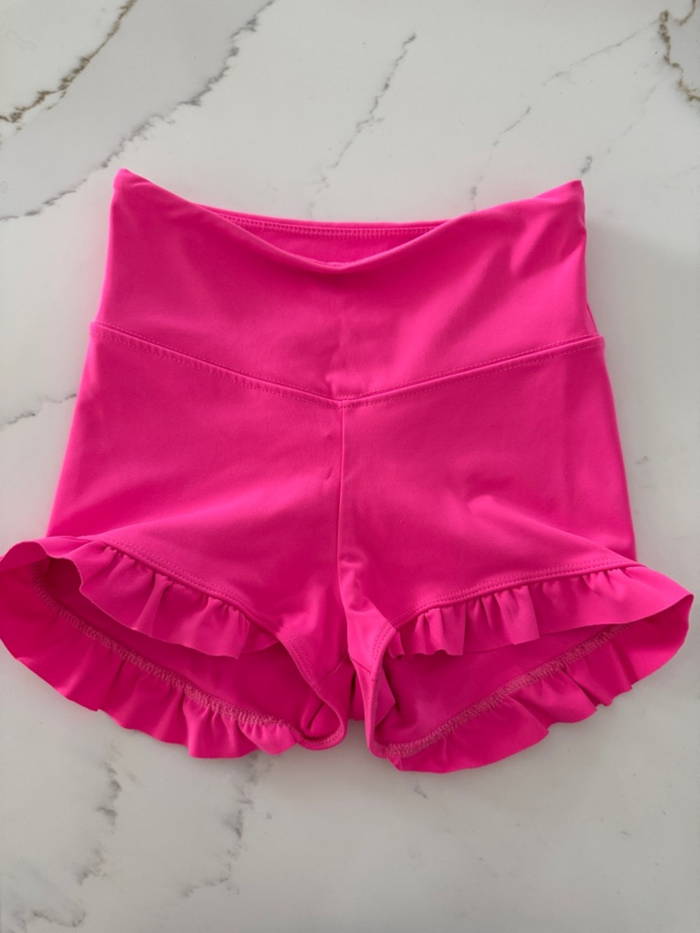 TIGER FRIDAY Ruffle Hem Dance Shorts - Hot Pink